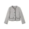 Autunno nuovo piccolo top coat profumato da donna in lana grigia di fascia alta in stile retrò socialite francese