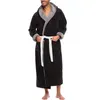 Men's Sleepwear Mens Bathrobe Man Long Sleeve Winter Warm Nightwear Casual Flannel Robe Plush Male Bath Nightgown