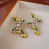 Necklace Earrings Set French Jewelry Colorful Bow Pearl Vintage Fashion Sweater Chain Ear Accessories Sweet Birthday Gifts