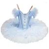 Stadiumkleding Jaar Tutu Ballet Blauw Angsa Lake Professionele buikdanskostuum Top Ballerina Jurk Volwassen Dochter