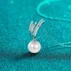 Joyería fina, collar con colgante de perlas de agua dulce de Plata de Ley 925 con diamantes de moissanita para boda
