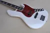 4 strängar Vit elektrisk basgitarr med 20 banden Rosewood Freboard Red Pearl PickGuard anpassningsbar