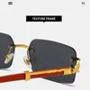 Lunettes de soleil 2023 hommes mode rétro carré sans monture lunettes de voyage en plein air UV400 lunettes Rider verre