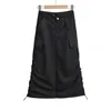 Skirts Korean Style Midi For Women Vintage Cargo Womens 2023 Summer Long Skirt Black Y2k Streetwear With Pockets