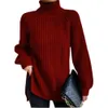 Cashmere Sweater Women Autumn/winter New Knitwear Mid Length Raglan Sleeve High Flip Collar Split Sweater Dress 467