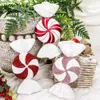 Juldekorationer 32 cm Big Christmas Red and White Clover Candy Decoration Home Decor Atmosphere Layout Painted Candy Pendant Wedding Party 231207