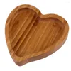 Sacchetti per gioielli 2 pezzi Vassoio in bambù Love Finiture in legno Piatto per frutta Supporto a forma di cuore Piatto da dessert Torta