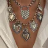 Naszyjniki wiszące chrześcijańskie mieszanie meksykańskiego katolickiego świętego serca wisiorki do amuletu religijne uroki naszyjnik biżuteria srebrne tony kobiety 231207
