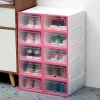 6Pc thickened transparent dustproof storage box can be stacked combination cabinet shoe organizer T200115