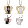 Pendentif Colliers Sublimation Blanks Collier Angel Wing Transfert de chaleur Bezels Bijoux Couple Cadeau Drop