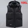 Men's Vests Winter Vests Men Thick Warm Vest Plus Size 10XL Fashion Casual Solid Color Hooded Vests Sleeveless Jacket Big Size 10XL J231208