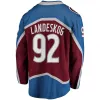 Hokey formaları Nathan MacKinnon 29 Mikko Rantanen 96 Gabriel Landeskog 92 Cale Makar 8 Jesrey Burgundy Beyaz Donanma Renkli 2023 fincan yama ile