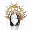 Headbands Gothic Halo Crown Lolita Tiara Headband DIY Material Package Halloween Vintage Sun Goddess Baroque Headpiece Parts 231207