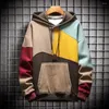 Herrtröjor Creative Winter Hoodie Big Pocket Men Autumn Color Matching Young Style Thermal