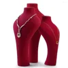 Jewelry Pouches Red Necklace Display Bust - PU Leather Pendant Chain