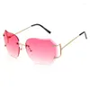 Solglasögon Victorylip Fashion -glasögon överdimensionerade Rimless Eyewear Transparent Clear Lens Optical Myopia Lady