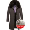 Casacos de Trench Masculinos Inverno Grande Colar Longo Mens Luxo Jaquetas Pretas para o Pai Frio Marido Casacos Fleece Parka