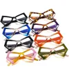 Sonnenbrillenrahmen Vintage Polygon Unregelmäßige Katzenauge Frauen Lesebrille Rahmen Klare Linse Brillen Männer Optischer bunter Farbverlauf 1 0 2 0 231208