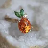 Cluster Rings Fashion Women Creative Pineapple Shape Women's Jewelry Accessories Inlaid Rhinestones Zircon