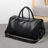 Duffel Bags Grande Saco de Bagagem de Viagem de Couro Macio Molhado e Seco Separação Bolsa Fitness Yoga Fim de Semana Ombro com Pacote de Sapatos