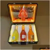 Cubos de hielo y refrigeradores 3 botellas LED recargable Dom P Champagne Maleta Botella de vino Portador Caja Glorificador Vitrina Vip Prese Dhoti