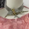 Pendant Necklaces ZA exaggerated fashion metal bird fringe earrings niche design luxury senior sense necklace women s banquet dress accessories 231208