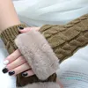 Five Fingers Gloves Autumn Winter Solid Color Students Write Keep Warm Korean Knitting Lady Fingerless Protection Hand Hair Mouth Hemp Gloves Women