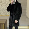 Men's Fur Faux High Quality Fashion Handsome Doublesided Wear One Thick Winter Suit Collar Trench Coat Gold Mink Top Button 231207