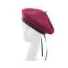 Bérets COKK laine béret automne hiver chapeaux pour femmes couleur unie plat peintre casquette béret en laine avec cuir Pu Boina Feminina Beanie chapeau 231208