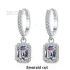 925 Sterling Silver Stud örhängen passerar diamantteststrålning Cut Emerald 2ct 4ct Moissanite för kvinnor