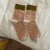 Chaussettes chaudes d'hiver à rayures Patchwork pour femmes, bas de sport à rayures, hautes et longues, côtelées, thermiques, Style coréen, Compression scolaire, bas courts à la cheville