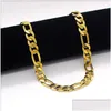 Chains Chain 18K Pure Gold Fine Figaro Necklace Bracelet Drop Set Adhesive Delivery Jewelry Pendant Dhqbl Necklaces Pendants Dh5Rn