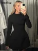 Casual Dresses Women 2024 Spring Autumn Elegant Long Sleeve Streetwear BodyCon Short Mini Dress Wholesale Artikes for Business