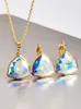 Necklace Earrings Set Triangle Jewelry For Women Engagement Party Bijoux Trendy Crystals From Austria Clip And Jewellry Gift
