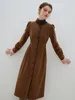 Casual Dresses Fsle Hepburn Style Formell tillfällig temperament Långärmad klänning för kvinnor Autumn and Winter French A-Line Long Female