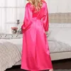 Vêtements de nuit pour femmes Femmes Sexy Soie Kimono Robe Longue Robe Babydoll Peignoir Taille Ceinture Vêtements De Nuit Pour La Maison