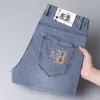 Jeans masculinos designer jeans grande marca para primavera e verão masculino, família B bordado solto encaixe perna reta calças compridas de meia-idade WT9Q