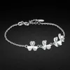 Kedja inte blekna silverarmband 925 sterling silver armband tjej zirkonblomma hänge armband chic fast silver armband bijoux yq231208