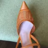 Colibilite Orange Micromesh Dress Buty na wysokim obcasie Pumki szpuli szpula Obcasy damskie luksusowe projektanci buty wieczorne obcasy sandały fabryczne z pudełkiem