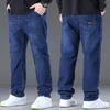Men s Jeans Black Pants Big Size 48 50 Large for 45 150kg Hombre Wide Leg Pantalon Homme Baggy 231208