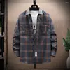 Men's Dress Shirts 2023 Spring And Autumn Plaid Shirt Double Pocket Loose Vintage Fashion Casual Port Brand