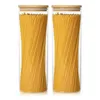 Bewaarflessen Glazen containers Set van 2 71Oz hoge spaghettipotten met bamboe deksels - Keukenvoedselbussen voor pasta