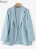 Garnitury damskie Blazers Zanzea-Westes Elegantes en Coton pour femme kostiumy de travail vintage vetements d'Epterieur Decontractes 231205