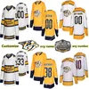 Изготовленные на заказ трикотажные изделия Nashville Predators 33 ARVIDSSON 4 ELLIS 38 HARTMAN 64 GRANLUND 15 SMITH Настройте любое количество, любое имя, хоккейную майку