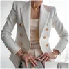 Damskie garnitury Blazery Nibesser Blazer Women Office Office Kurtka podwójnie piersi harajuku szczupły dopasowanie kobiety 2021 powłok damski strój dro dhvls