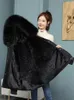 Trenchs de femmes 2023 hiver peluche coton veste épaisse manteau avec capuche surdimensionné midi long col de laine chaud rembourré