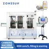 Zonesun Automatic Beer Canning Line Tin Can Filling and Sealing Machine Can Filler Seamer Isobatic Filling ZS-CFS18-4