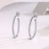 Fina smycken 925 Sterling Silver 2cm Moissanite Hoop örhängen Män kvinnor