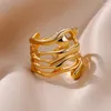 Cluster Rings 316L Vintage Stainless Steel For Women Adjustable Gold Color Wedding Couple Jewelry Bijoux