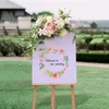 Decorative Flowers Wreaths Custom 50CM Wedding Welcome Sign Flowers Fake Artificial Floral Props Marriage Party Arch Decor Hanging Garland Window Display 231207